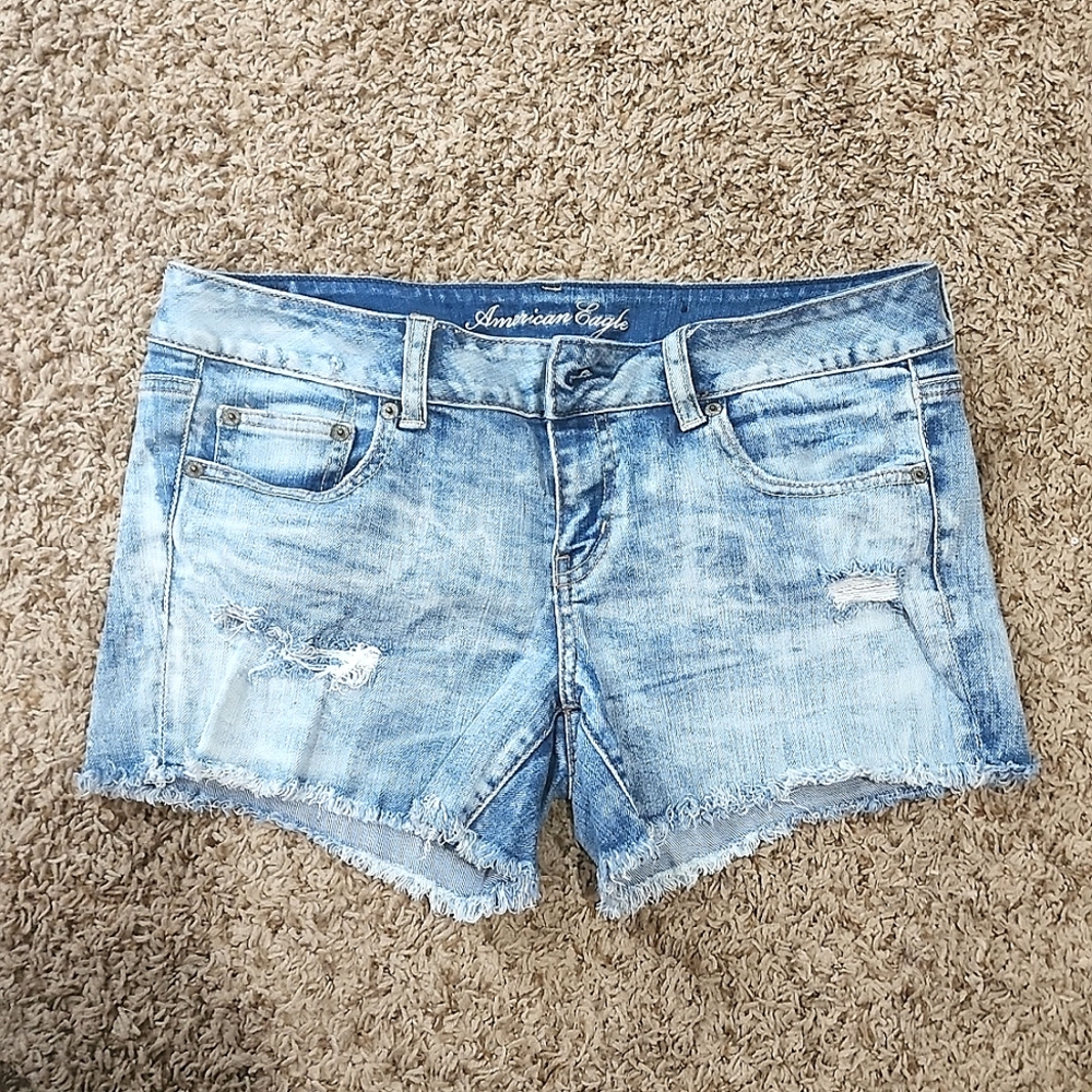 American Eagle Jean Shorts, Size 10, Acid Wash, Stretch